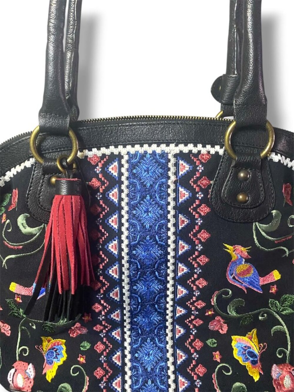 SHARIF - Hello Gorgeous 3D Embroidered tassels Bag Andalusian Garden Bird Animal - Picture 3 of 5
